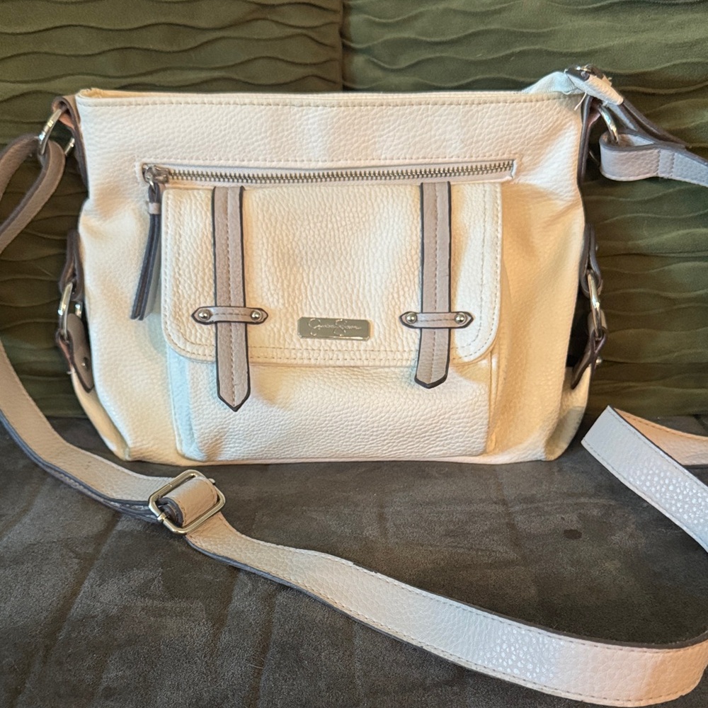Cream Leather Shoulder Bag